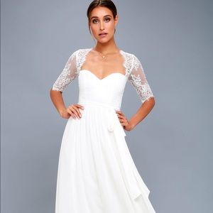 Lulu's In a Fairy Tale White Lace Maxi Dress